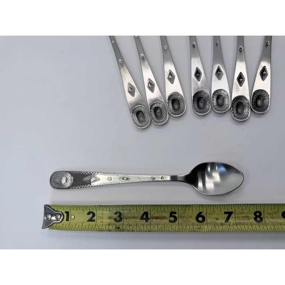 Wallace Taos 18/10 Southwest Style Stainless Flatware Iced Tea Spoons Set Of 8